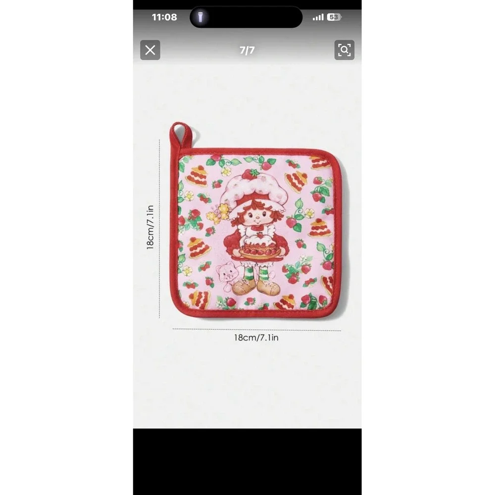 Strawberry Shortcake Licensed Red Pink Kitchen Kawaii Cooking Baking Pot Holder